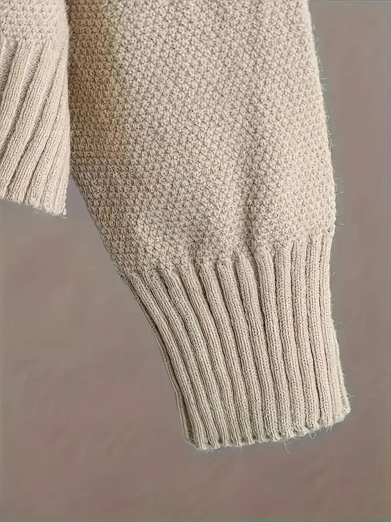 Ladies' Early Autumn New Sweater Fashion Two-piece Set: Unique Pattern Round Neck Drop Shoulder Long Sleeve Pullover + Straight Wide Leg Pants Combination, Loose And Casual Series